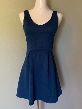 Socialite Navy Textured Fit & Flare Mini Dress